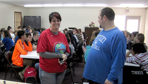 Ohio County High School teachers Grace Patton and Randy Brown helped with the World Languages region meet on March 28 at Hartford Christian Church.