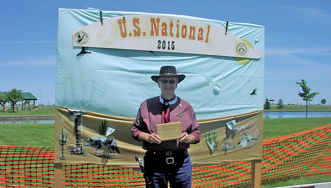 James Casteel, of Horse Branch, won the Golden Gun national championship in June at the High Plains Territorial competition of cowboy fast draw last month in Mitchell, S.D.